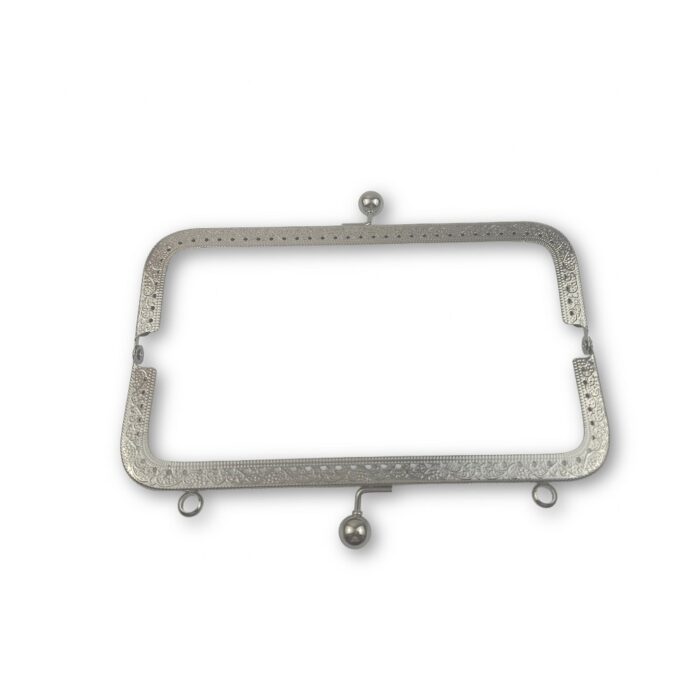 Ορθογώνιο κούμπωμα (Frame) για πλεκτή τσάντα 20X12 εκ. Ασημί - Image 2