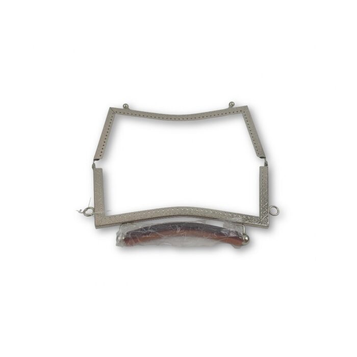 Ορθογώνιο κούμπωμα (Frame) για πλεκτή τσάντα 20X15 εκ. Ασημί - Image 2