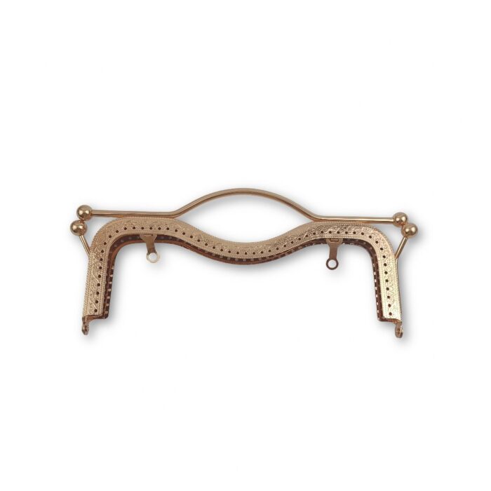Ορθογώνιο κούμπωμα (Frame) για πλεκτή τσάντα 21X14 εκ. Χρυσό Ροζ