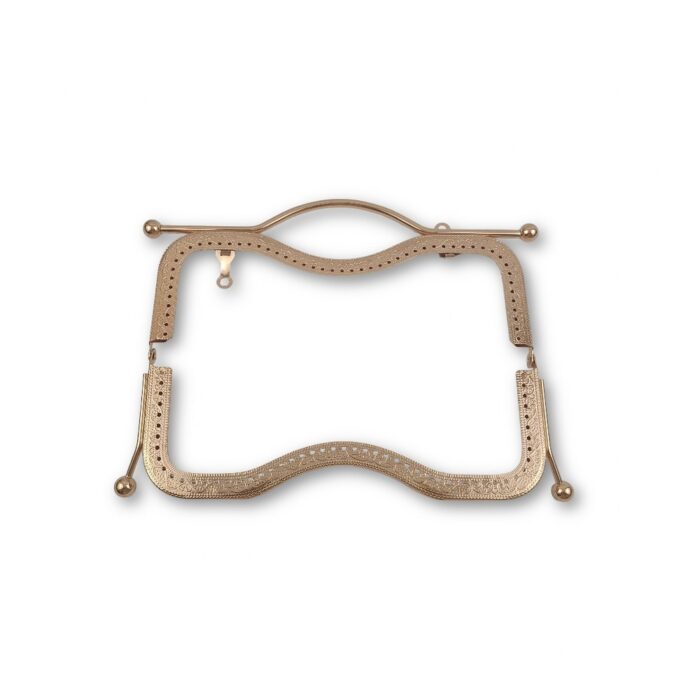 Ορθογώνιο κούμπωμα (Frame) για πλεκτή τσάντα 21X14 εκ. Χρυσό Ροζ - Image 2