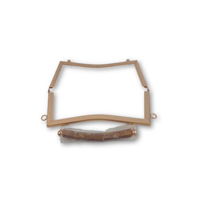 Ορθογώνιο κούμπωμα (Frame) για πλεκτή τσάντα 20X15 εκ. Χρυσό ροζ - Image 2