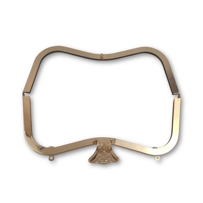 Ορθογώνιο κούμπωμα (Frame) για πλεκτή τσάντα 29X19 εκ. Χρυσό Ροζ - Image 2