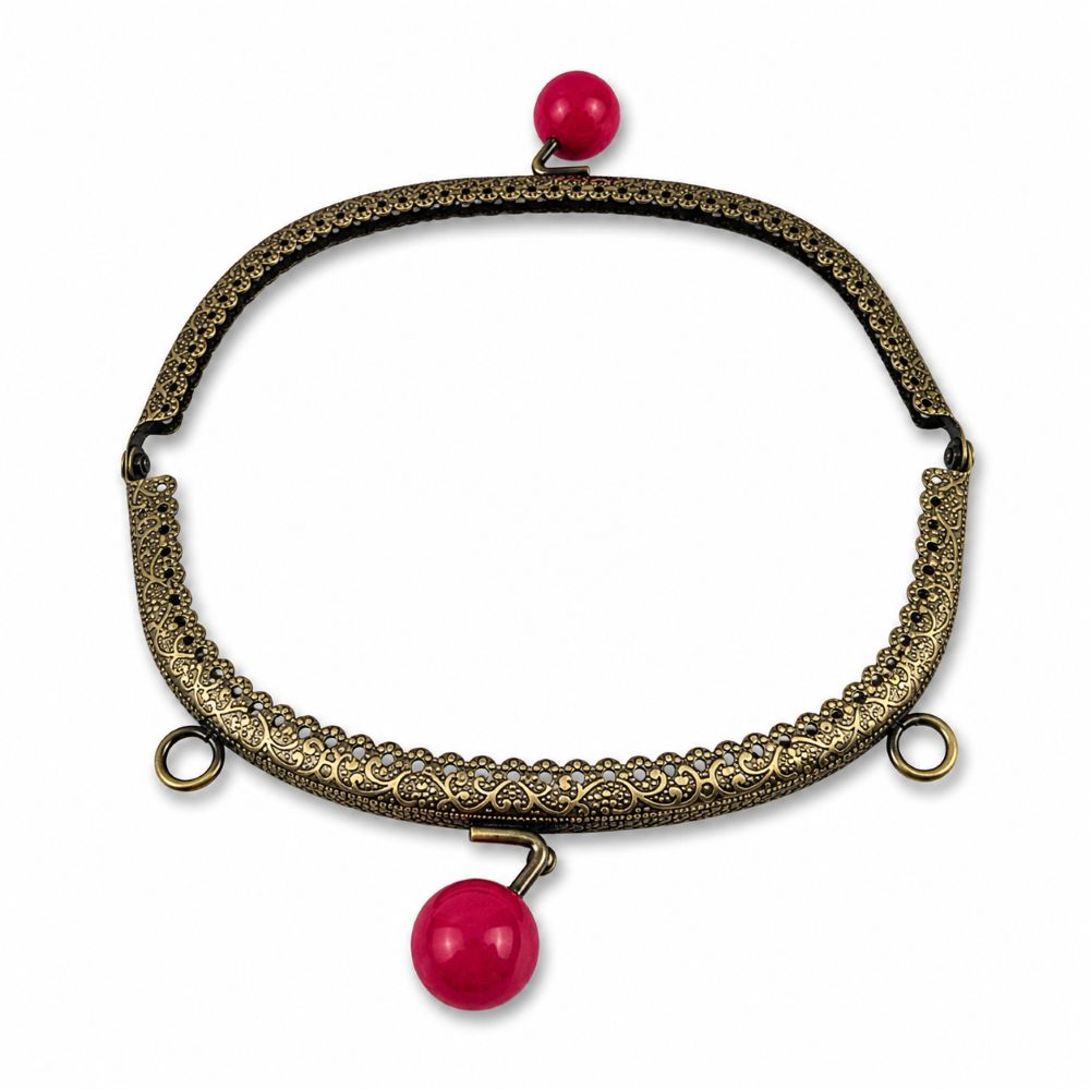Οβάλ μπρονζέ κούμπωμα frame (κλικ-κλακ) για τσάντα 16,5εκ φούξια - Image 2