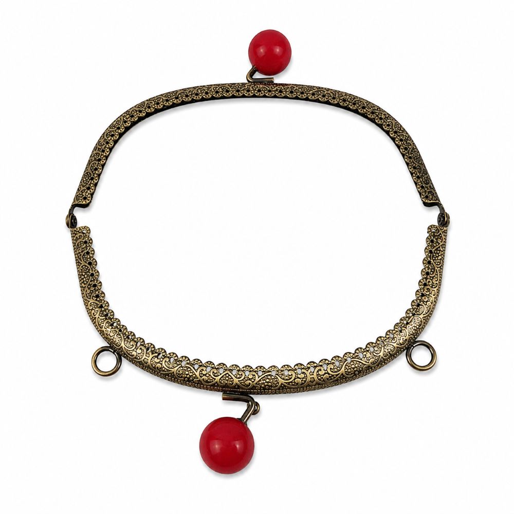 Οβάλ μπρονζέ κούμπωμα frame (κλικ-κλακ) για τσάντα 16,5εκ κόκκινο - Image 2