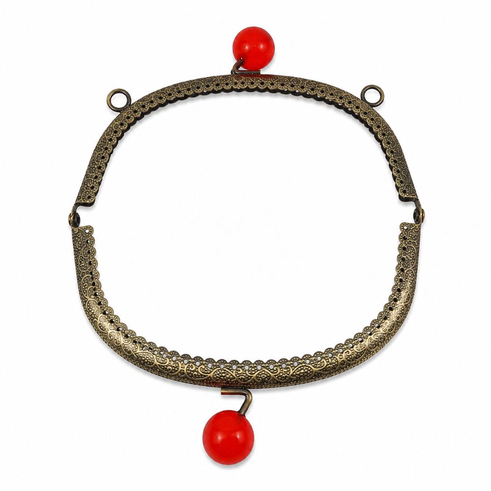 Οβάλ μπρονζέ κούμπωμα frame (κλικ-κλακ) για τσάντα 16,5εκ κοραλλί - Image 2