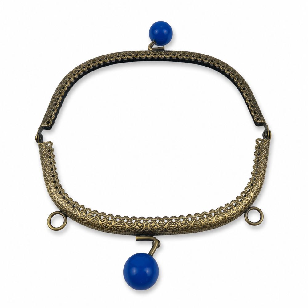 Οβάλ μπρονζέ κούμπωμα frame (κλικ-κλακ) για τσάντα 16,5εκ μπλε - Image 2