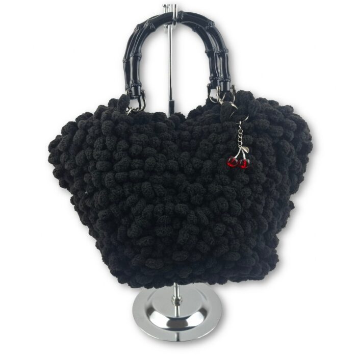 Πλεκτή Tote bag 35x22x14 εκ. Μαύρη